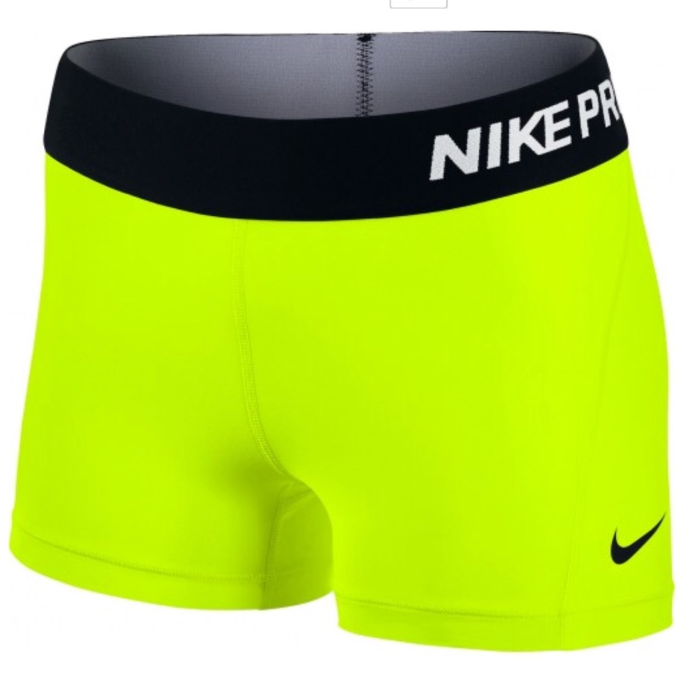 Nike Pro Women’s 3” Shorts Neon Yellow Small